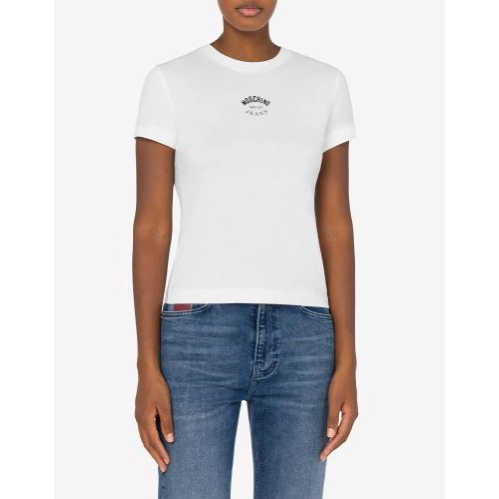 Moschino Wit Logo Voorkant T-Shirt White Dames