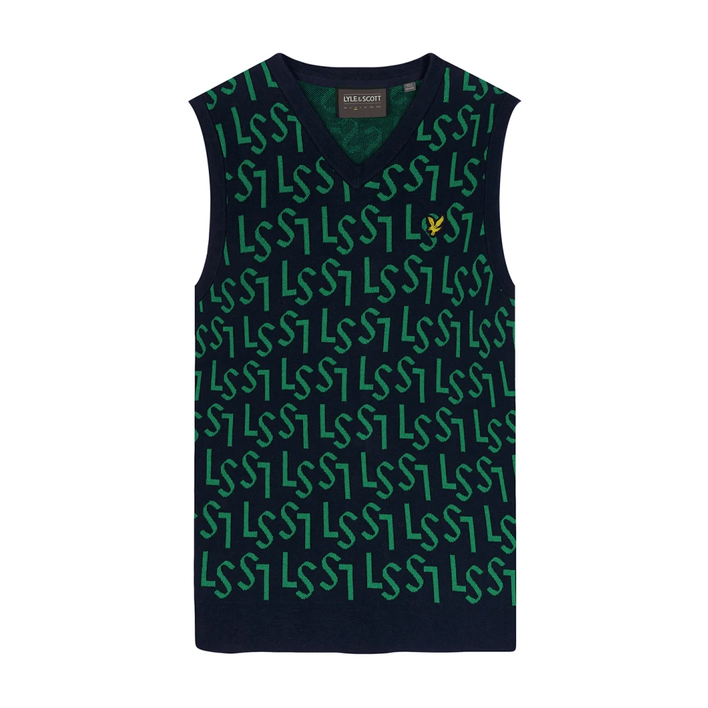 Lyle & Scott Monogram Gebreide Tanktop Blue Heren