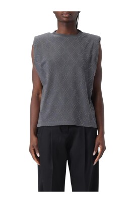 haut-sans-manches-motif-diamant-gris-femmes