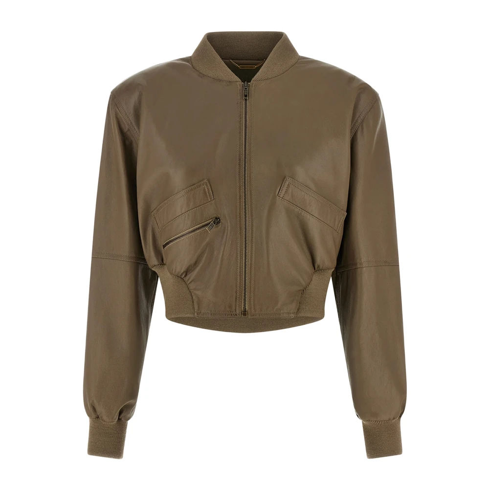 Chloé Women's Green Cropped Blouson Jacket - Bomber Jackets - Xs - Jackets