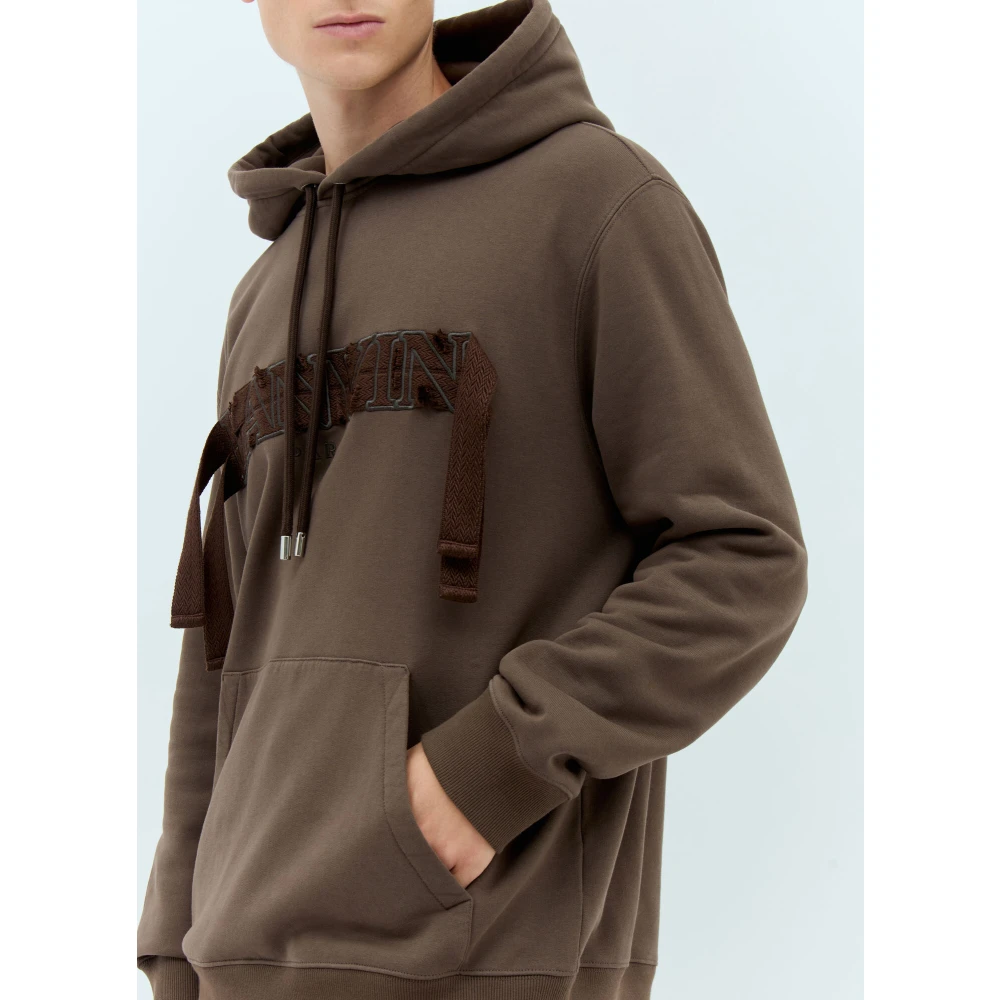 Lanvin Katoenen Fleece Hoodie Brown Heren