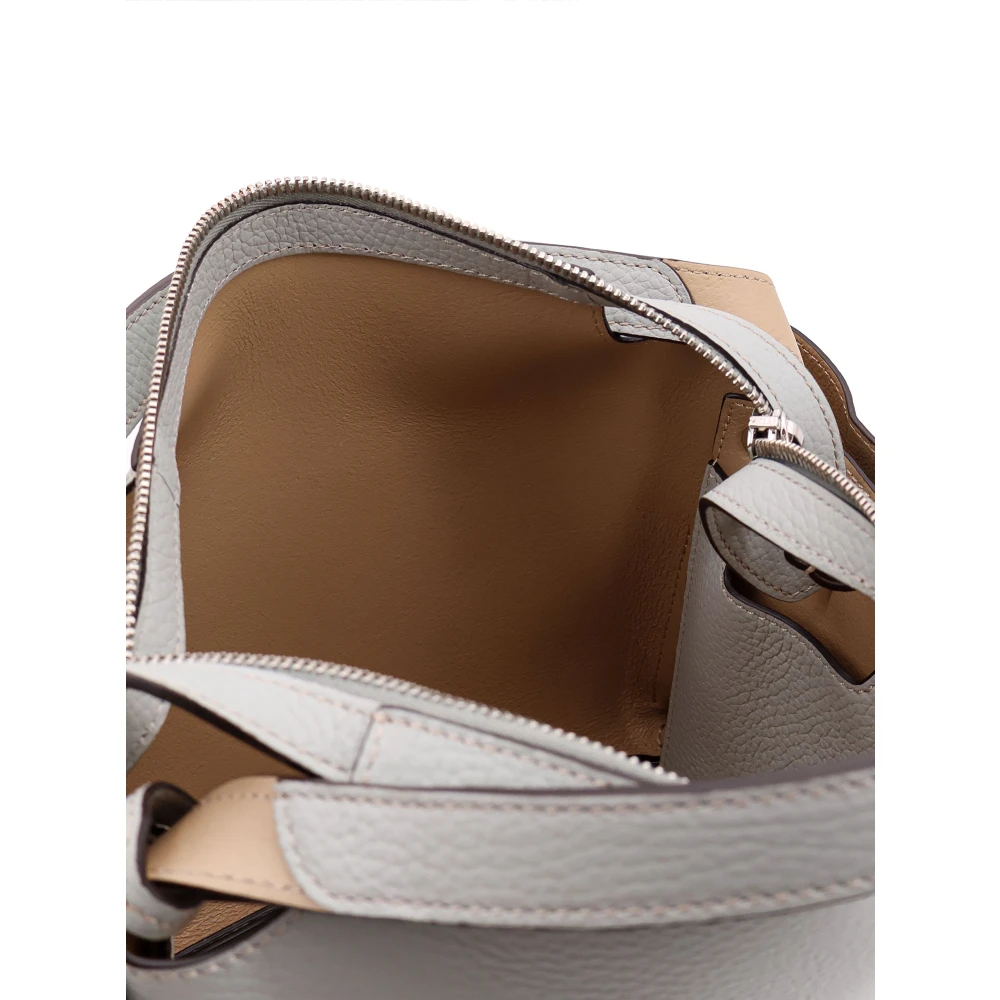 TOD'S Gegraveerde leren handtas met ritssluiting Gray Dames