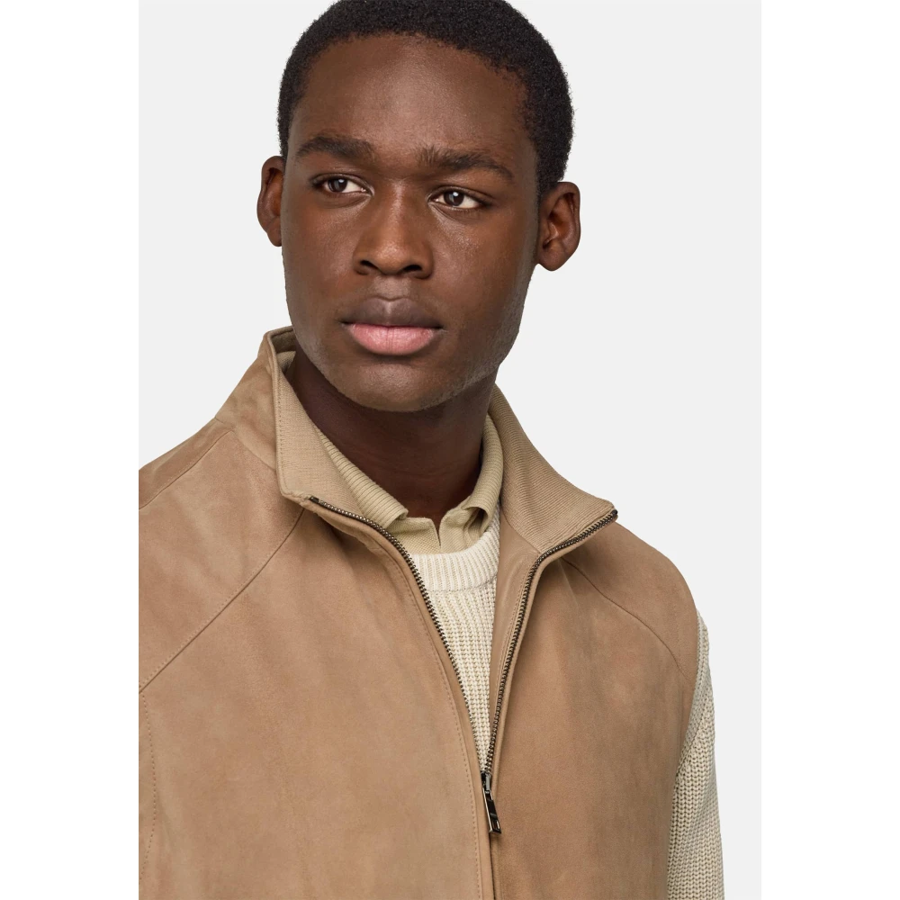 Boggi Milano Echte Suède Leren Gilet Brown Heren