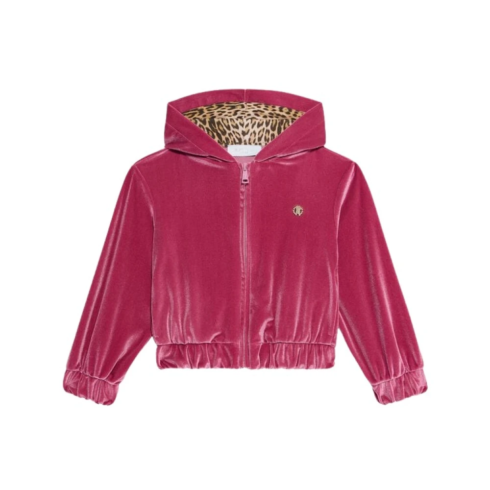 Roberto Cavalli Girls Pink Velvet Sweatshirt - Kids Sweatshirts - 10 Y - Kids