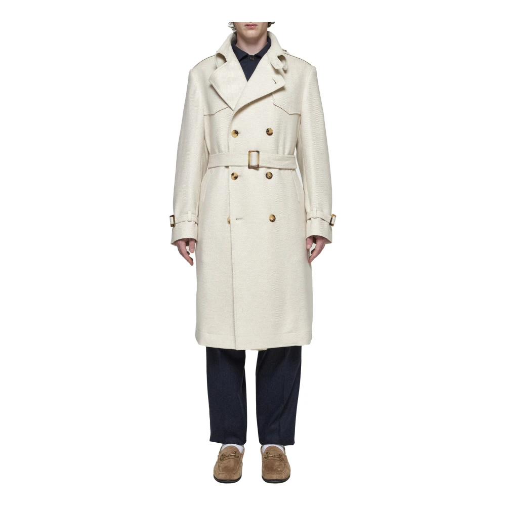 BRUNELLO CUCINELLI Beige Wolmix Trenchcoat Beige Heren