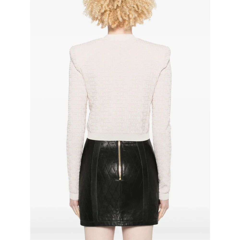 Balmain Labyrinth Knit Cardigan Beige Dames