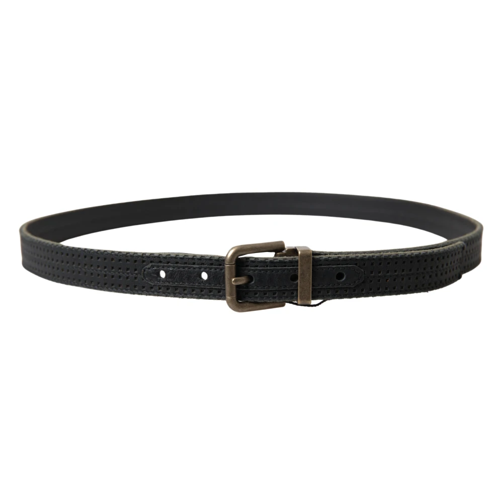 Dolce & Gabbana Geperforeerde Leren Riem met Gouden Gesp Black Heren