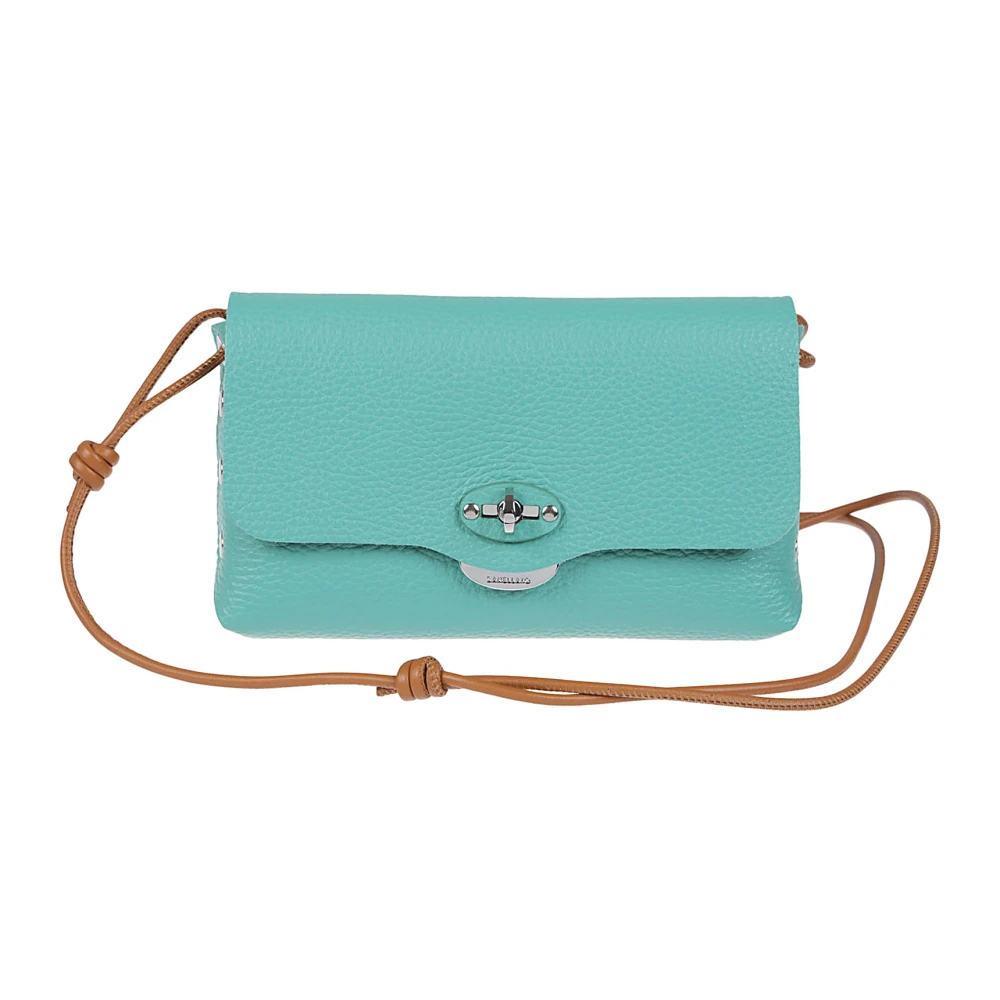 Zanellato Witte Leren Clutch Twist Lock Schouder Green Dames