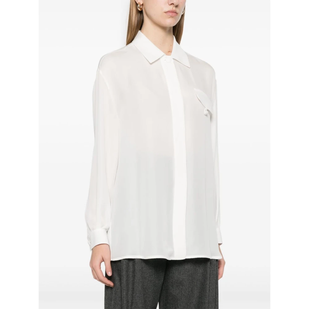 Emporio Armani Witte Zijden Overhemd Lichtgewicht Semi-Transparant White Dames