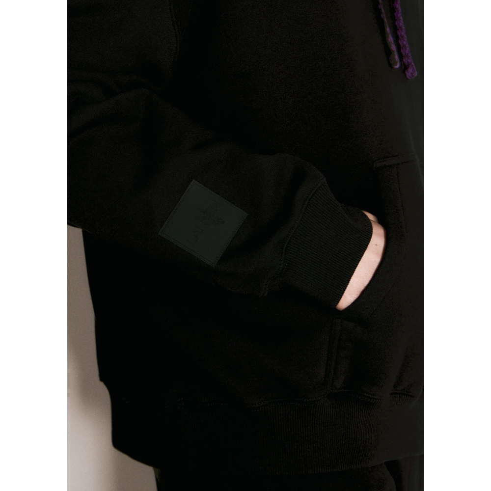 Lanvin Hoodie met logo borduursel Black Heren