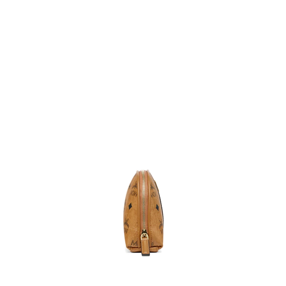 MCM Aren Cosmetische Tas in Visetos Brown Dames