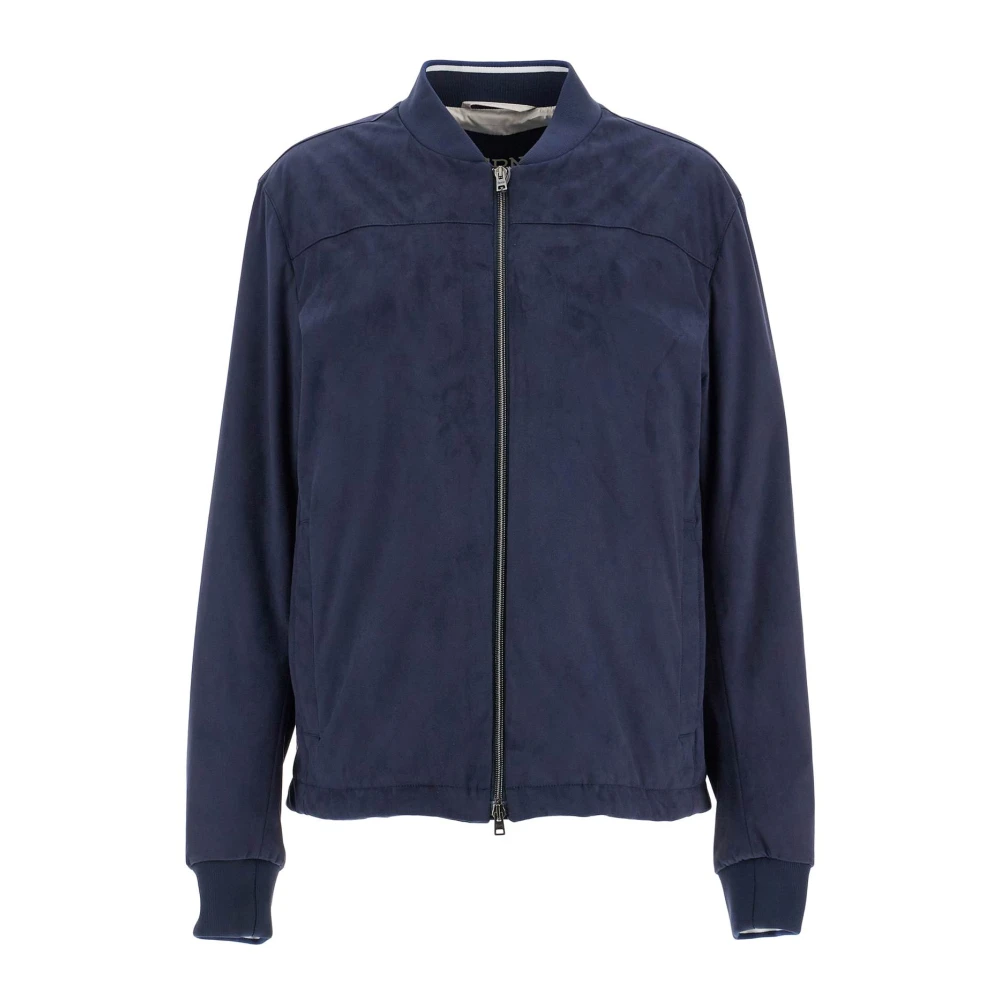 Herno Stijlvolle Suede Bomberjack Blue Heren