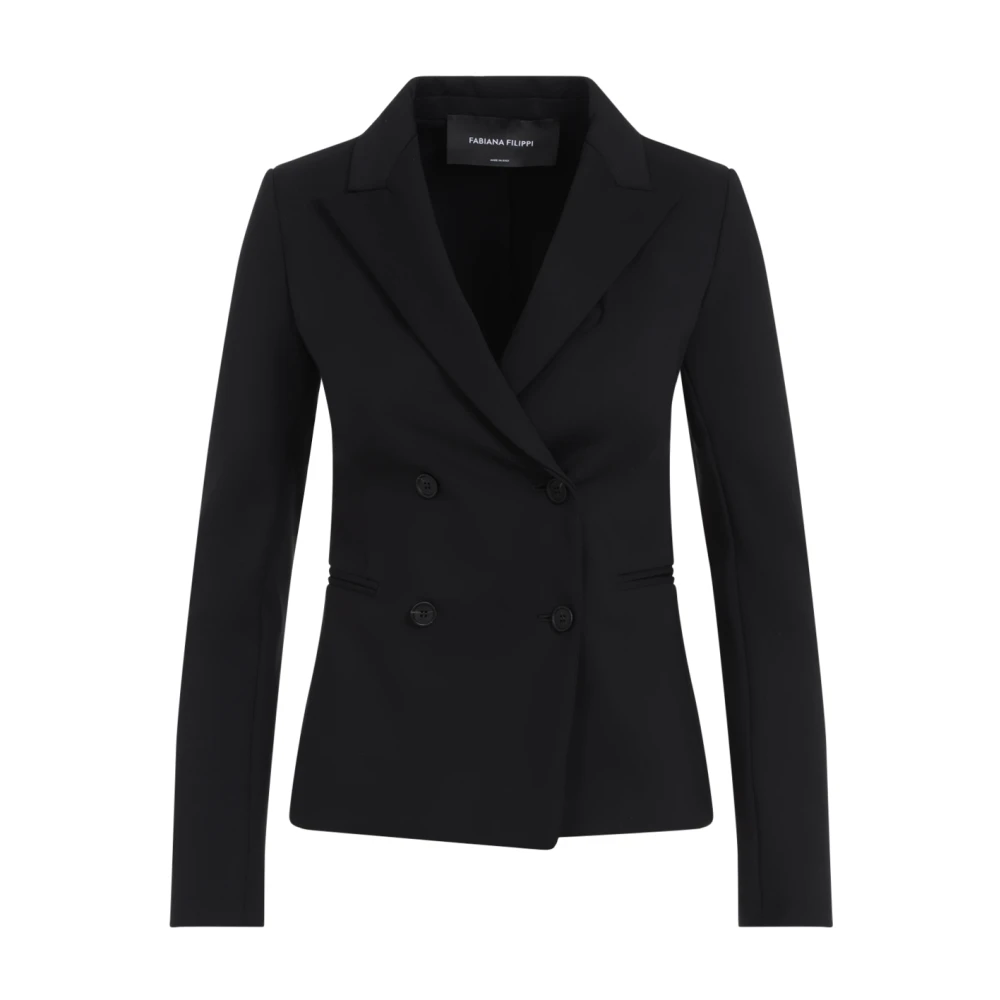 Fabiana Filippi Zwarte Jas Luxe Mix Comfort Stijl Black Dames
