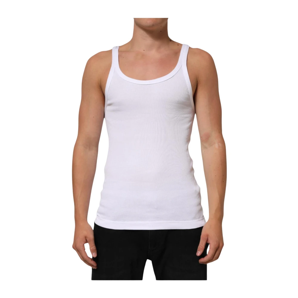 Dolce & Gabbana Men's White Sleeveless Tops, M, Tank Top T-Shirt