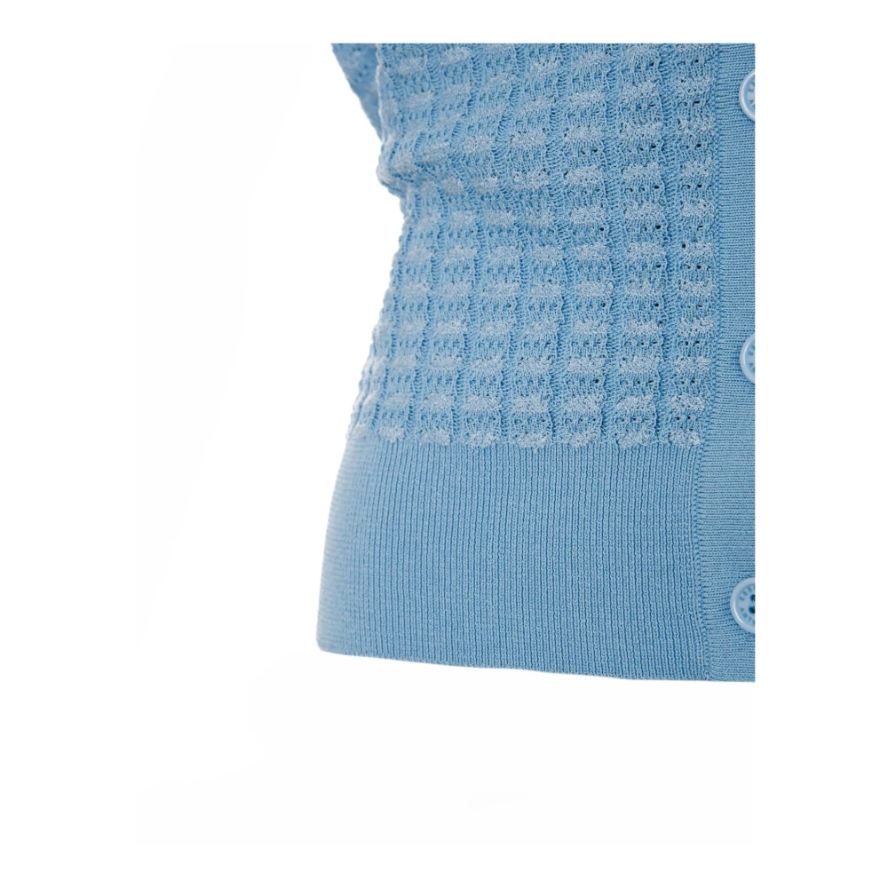 Essentiel Antwerp V-Hals Gebreid Poloshirt Fabio Blue Dames