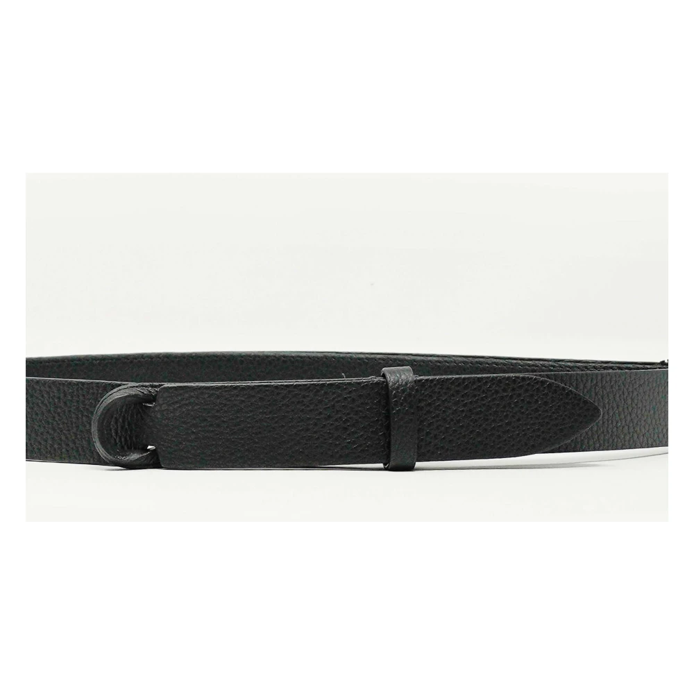 Orciani Zwarte leren gehamerde riem Black Heren