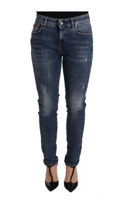 Blå Distressed Skinny Denim Jeans