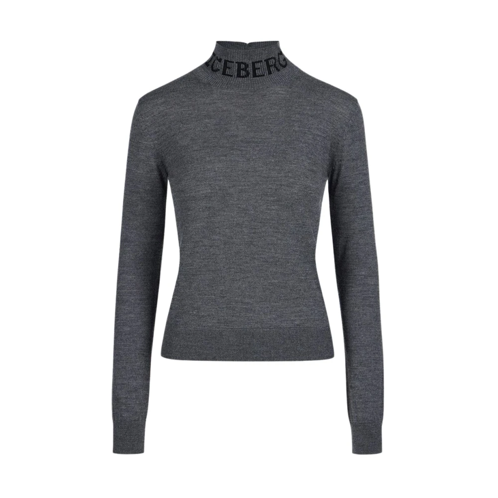 Iceberg Merino Mock-neck sweater Gray, Dam