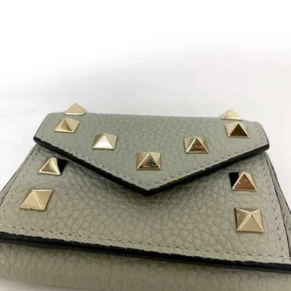 Valentino Vintage Pre-owned Leather wallets Gray Dames