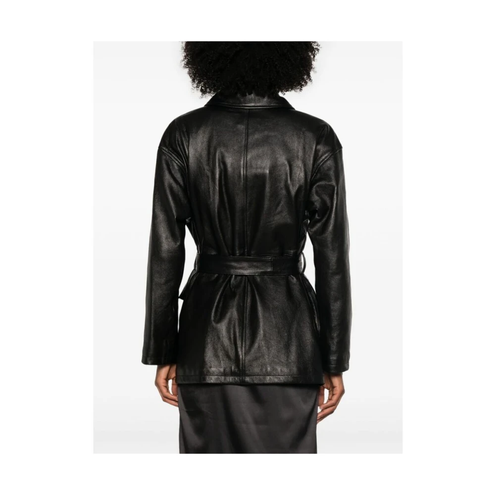 Dolce & Gabbana Zwarte lamsvachtjas met spreidkraag Black Dames