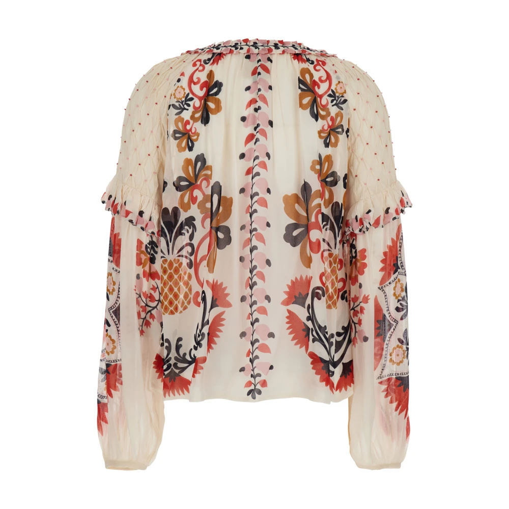Farm Rio Mandala Crewneck Blouse met Kralenversieringen Multicolor Dames