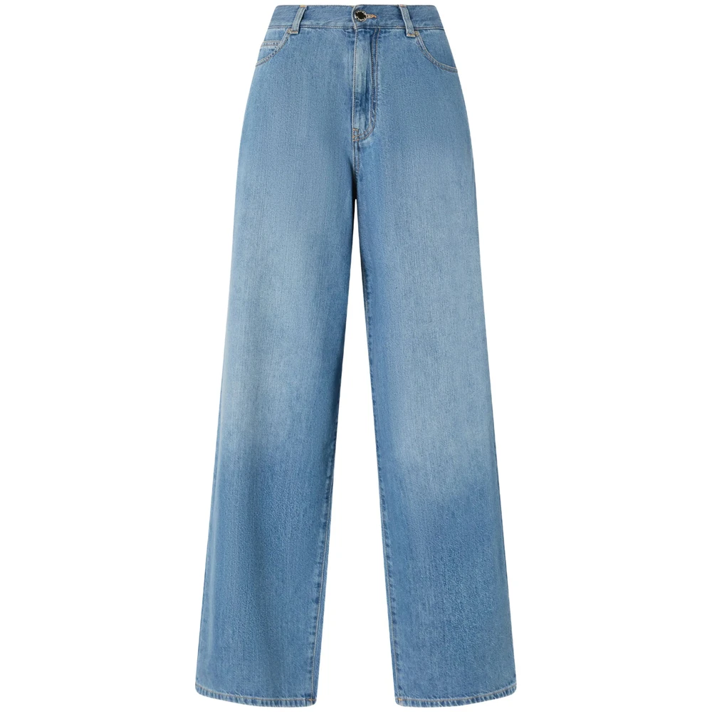 Pinko Women's Blue Wide Jeans, W27, Wide Jeans