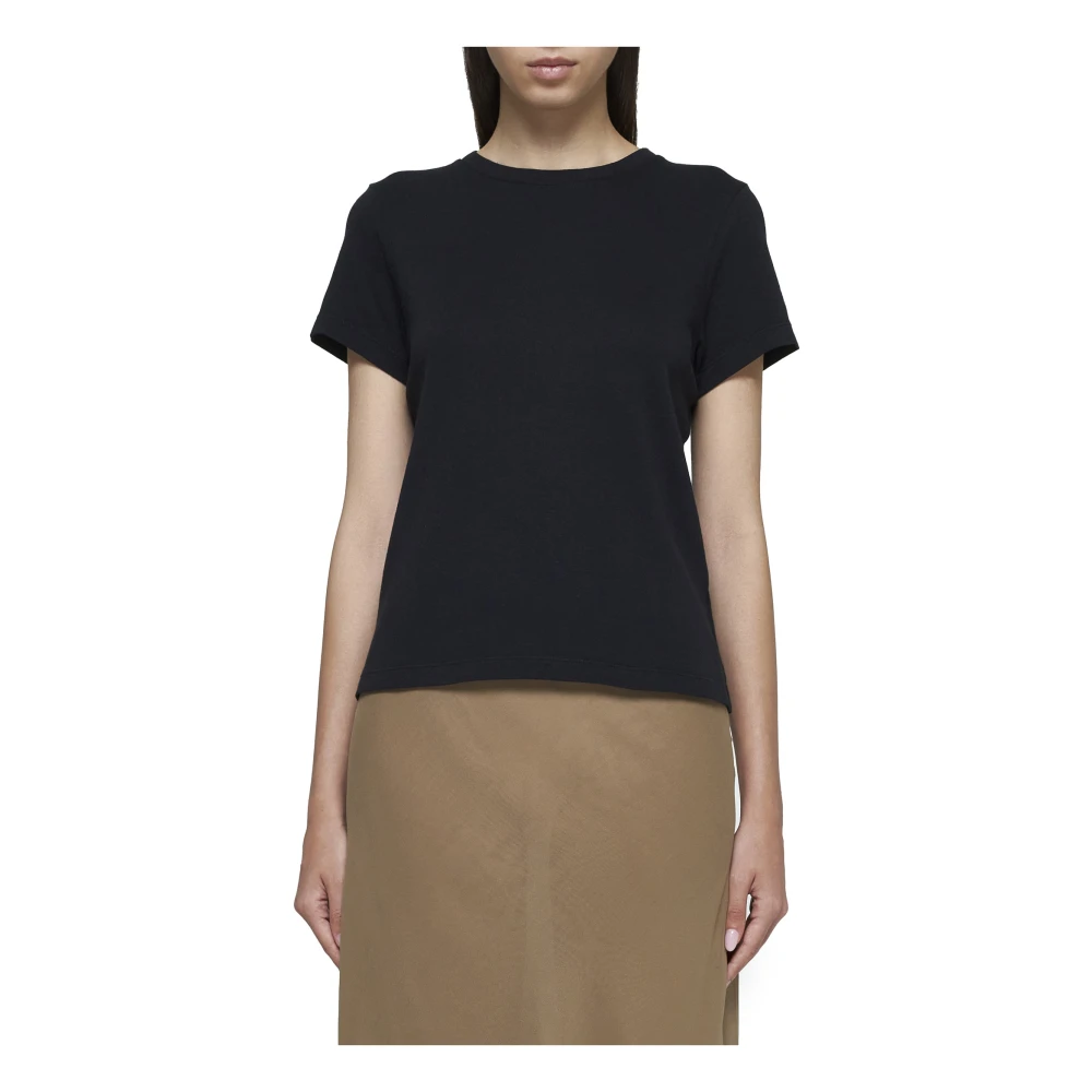 Khaite Zwart Crew Neck Katoenen T-shirt Black Dames