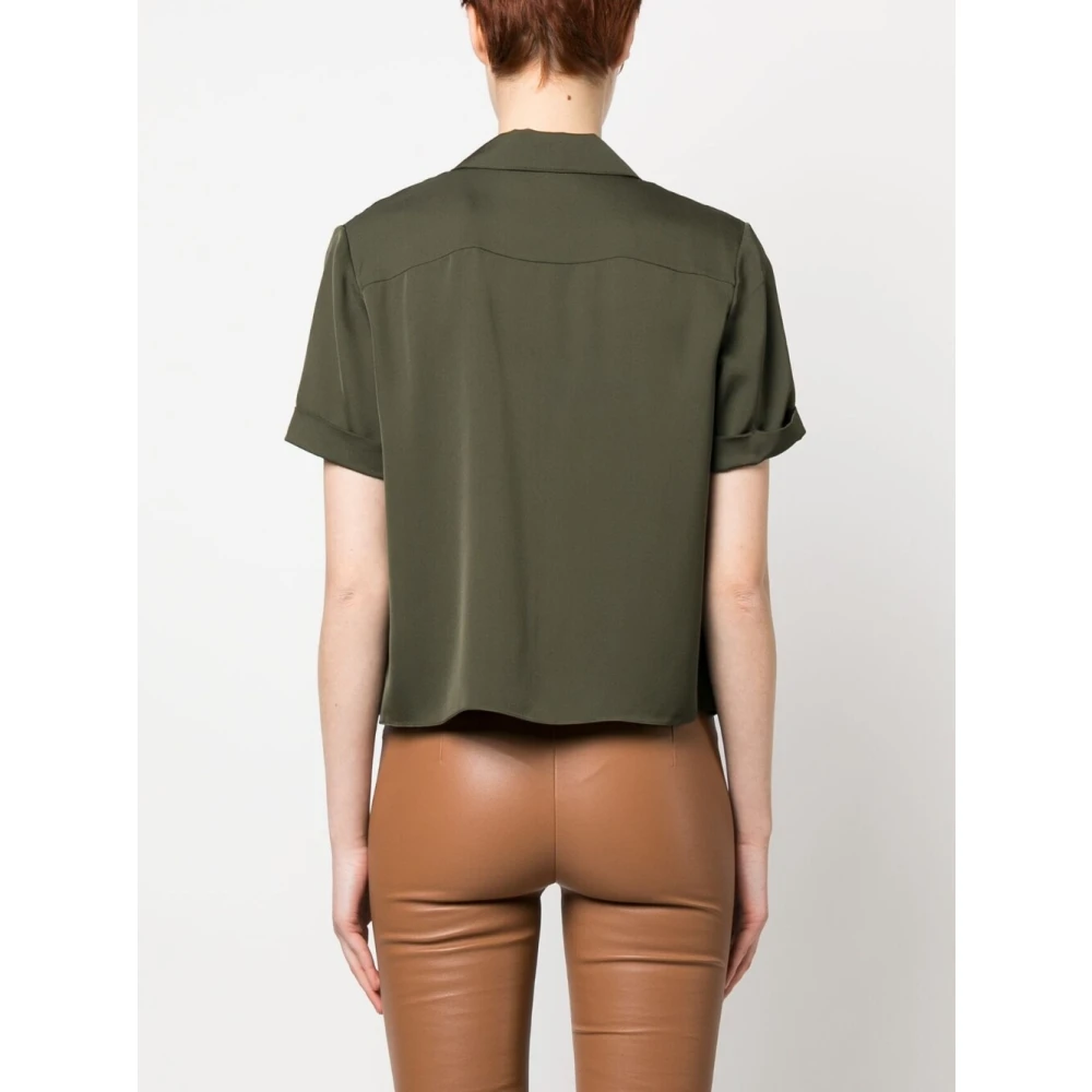 Theory Zijden Bowling Shirt Olijfgroen Green Dames