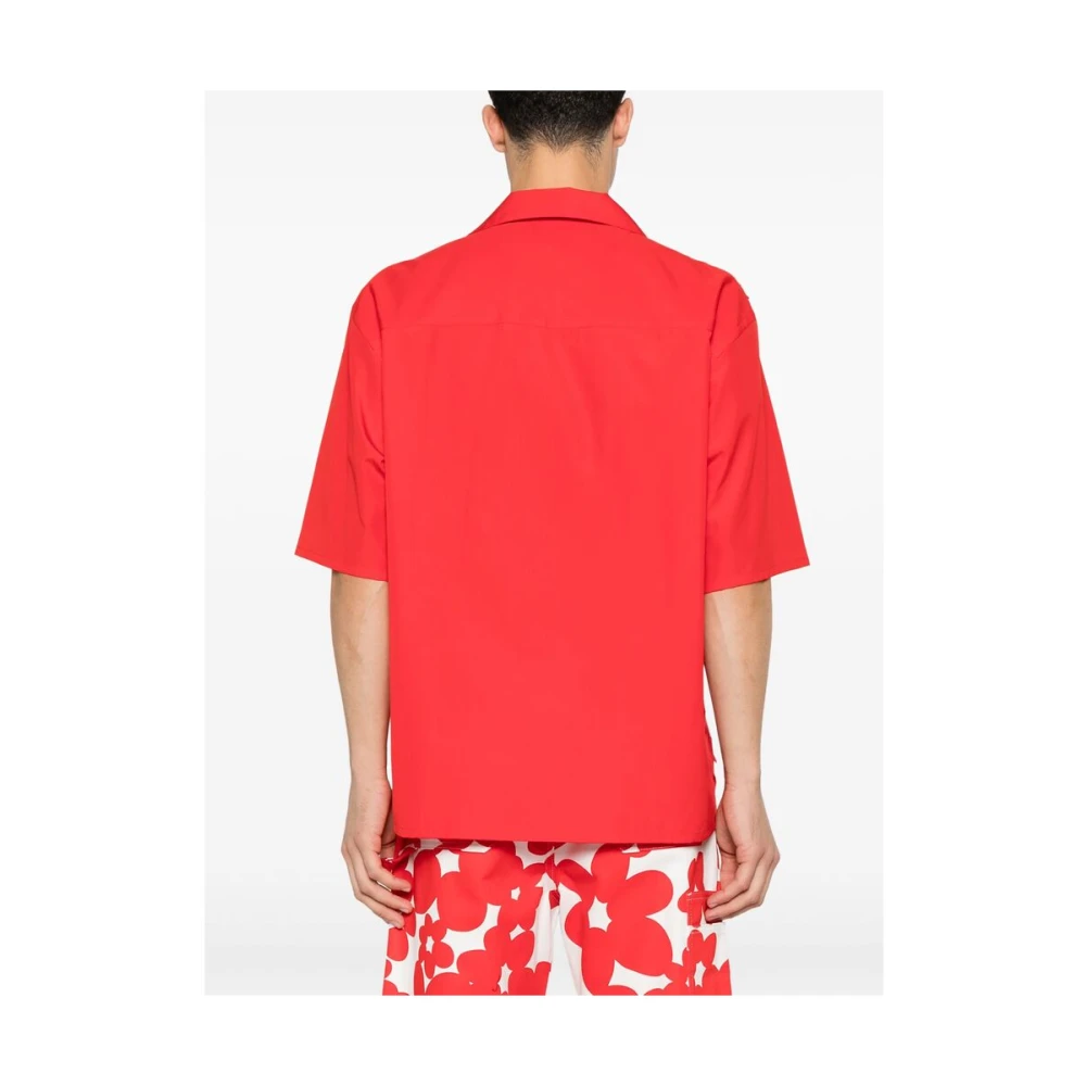 Marni Rode Katoenen Poplin Overhemd met Geborduurd Logo Red Heren