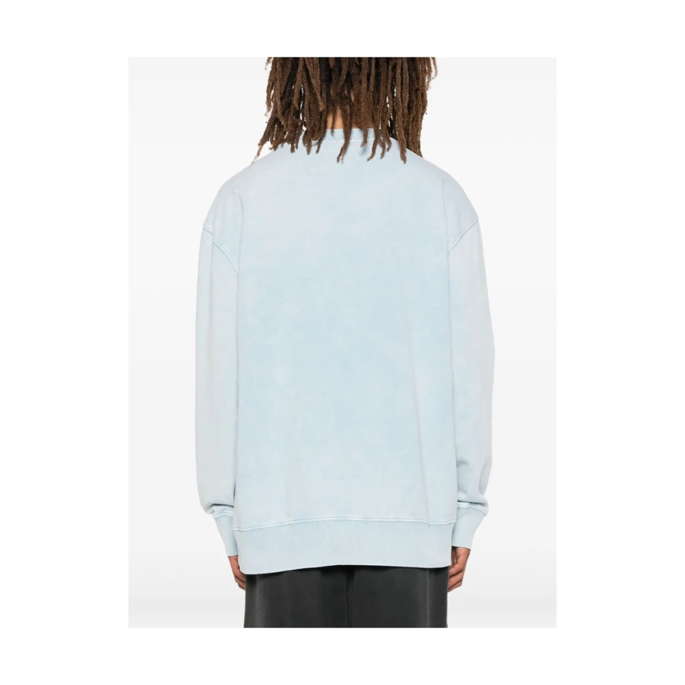Mizuno Lichtblauwe Katoenen Sweatshirt met Geborduurde Logo's Blue Heren