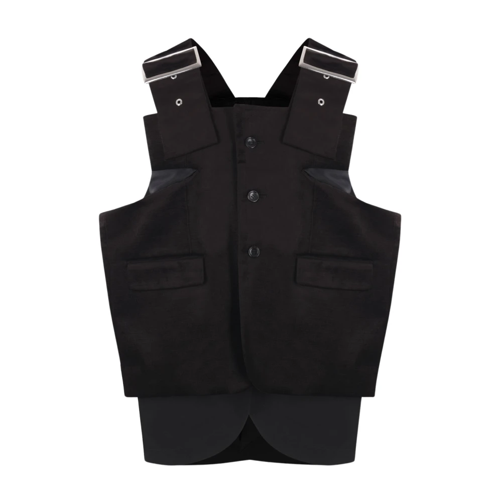 Comme des Garçons Zwarte Fluweel Oversized Jas Black Dames