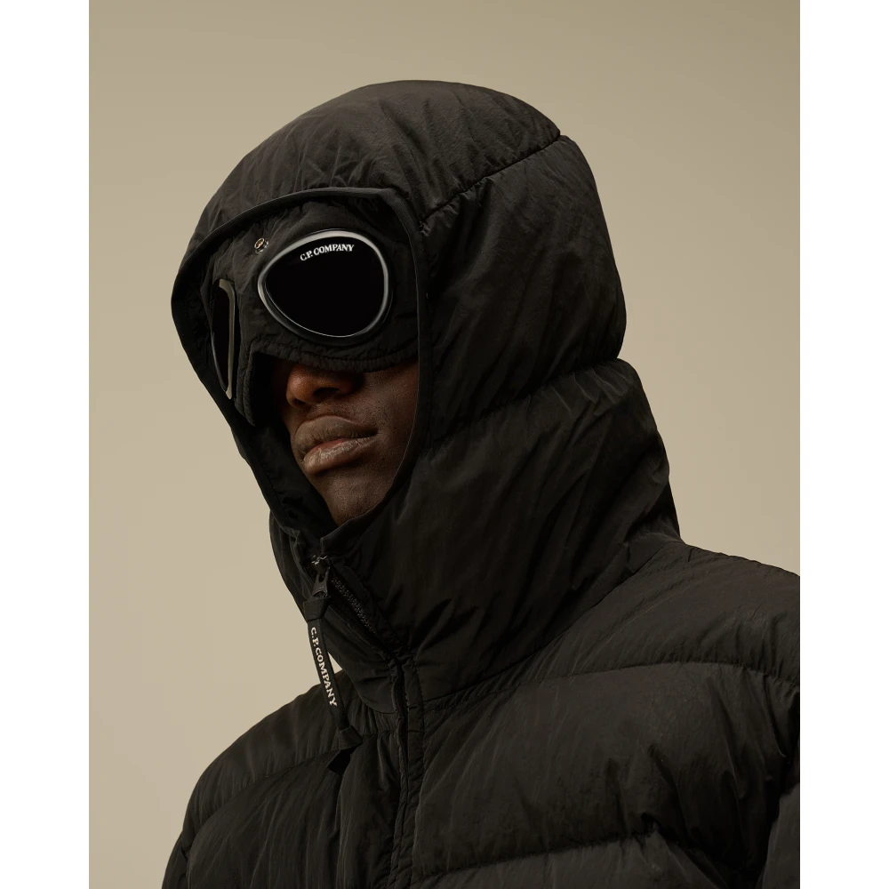 C.P. Company Zwarte Donsjas Goggle Stijl Black Heren
