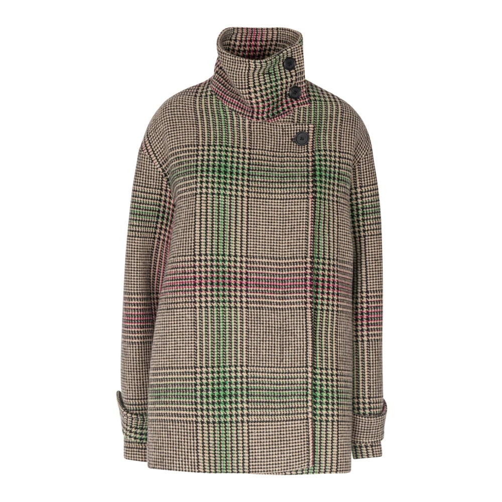 Ottod'Ame Wollen Blend Hoge Hals Jas Multicolor Dames