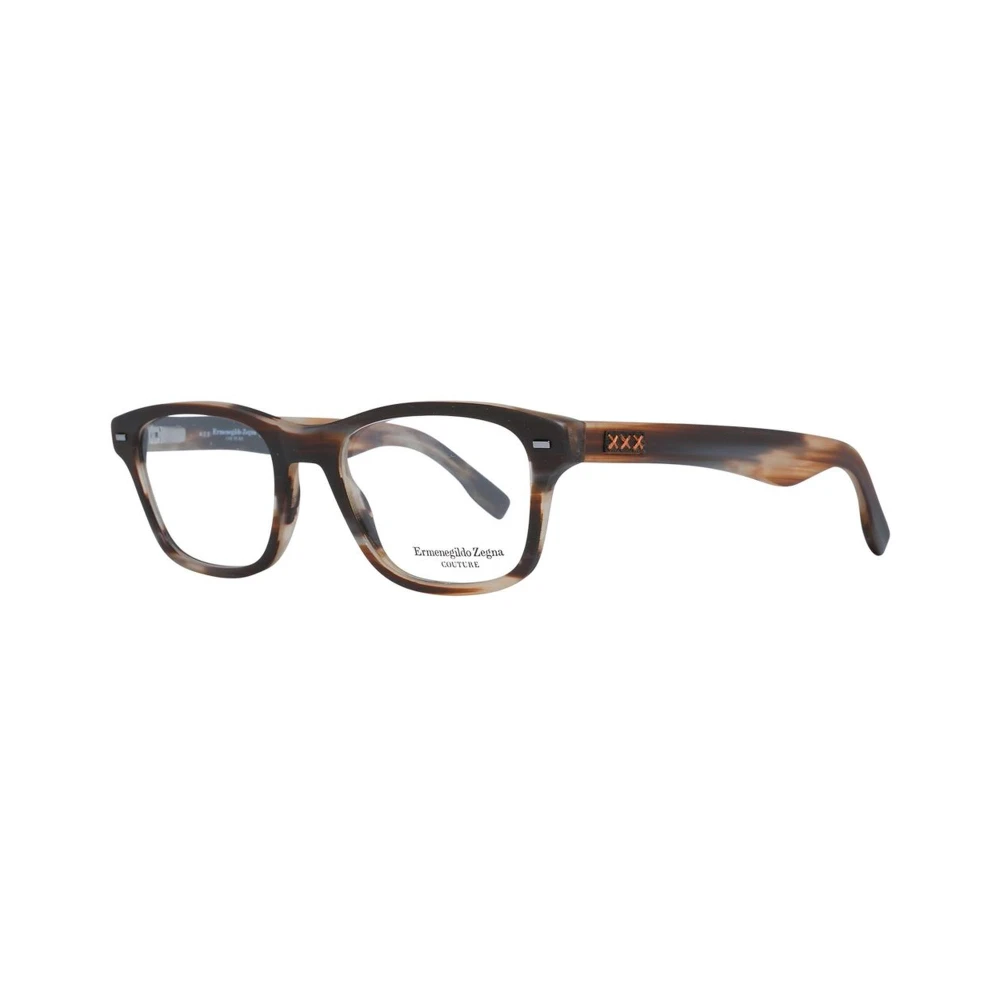 Ermenegildo Zegna Bruine Trapezium Optische Monturen met Veerscharnier Brown Heren