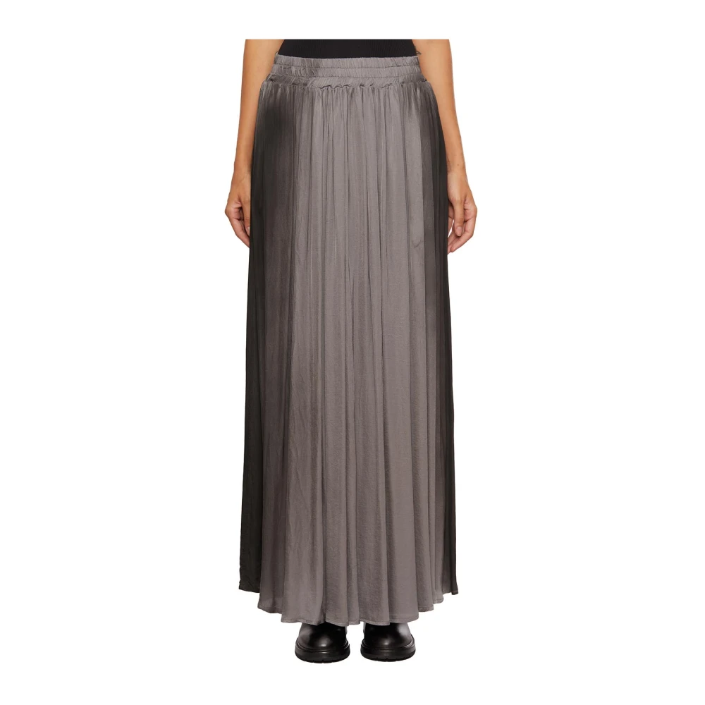 Sanctamuerte Damen Gray,Red Plissee-Maxirock Mit Elastischem Bund,Gathered Waist Maxi Skirt