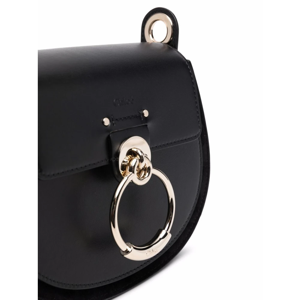 Chloé Zwarte Crossbody Tas met Gouden Logogesp Black Dames