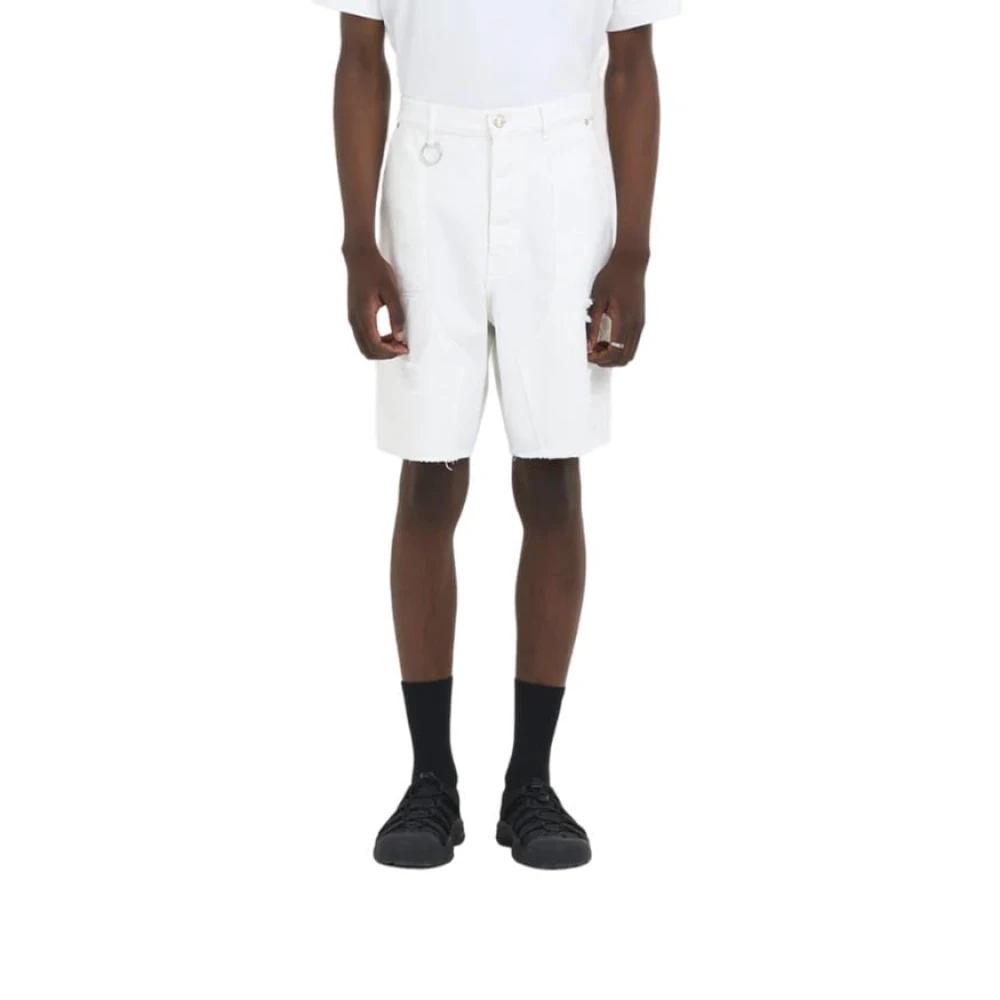 Études Witte Denim Destroy Mouwloze V-hals Sweater White Heren