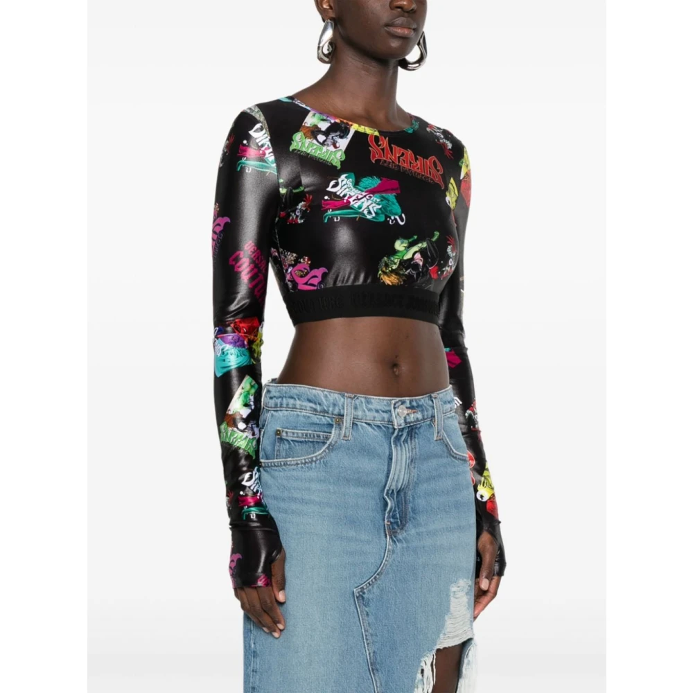 Versace Jeans Couture Zwarte T-shirts & Polos voor vrouwen Multicolor Dames