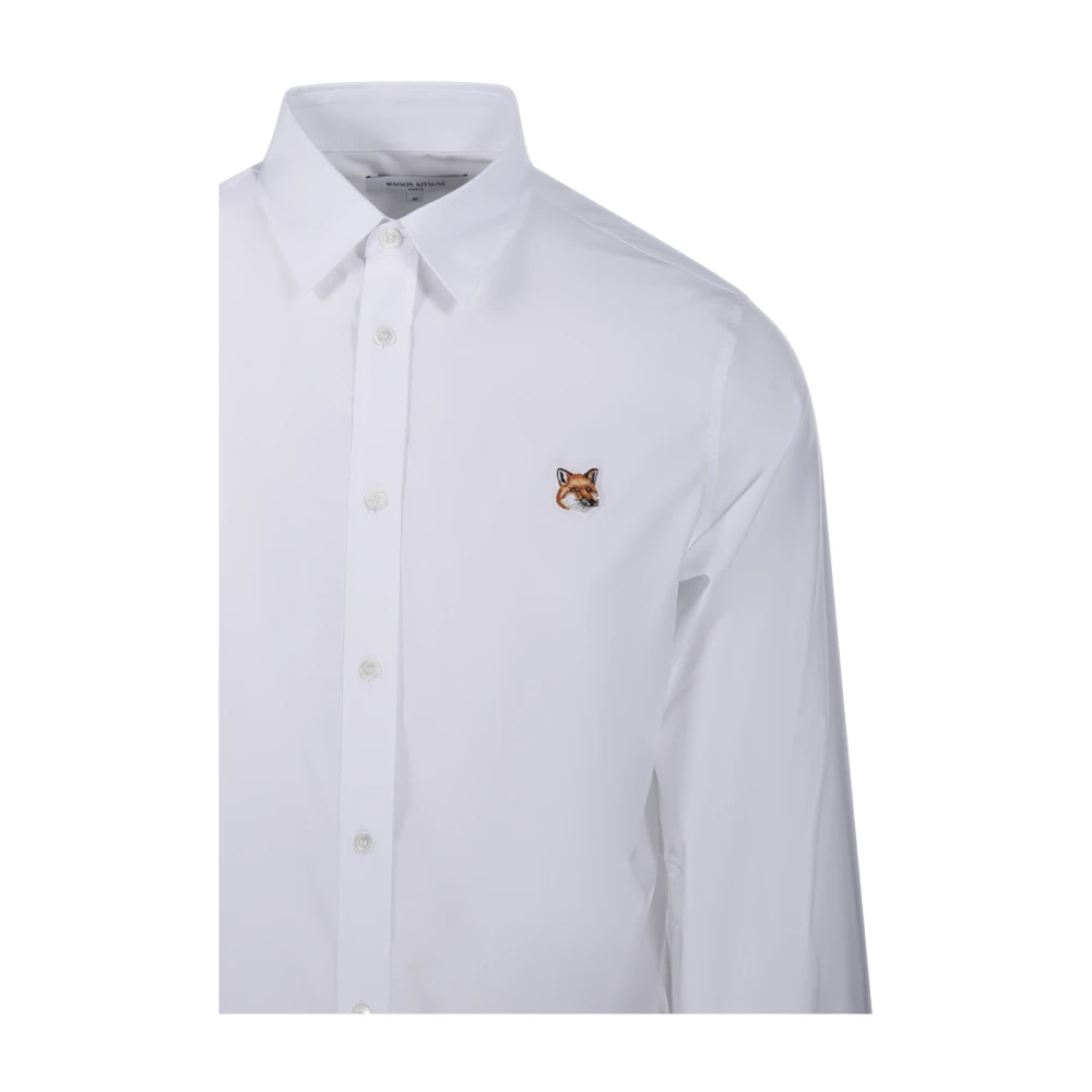 Maison Kitsuné Wit Klassiek Fox Head Shirt White Heren