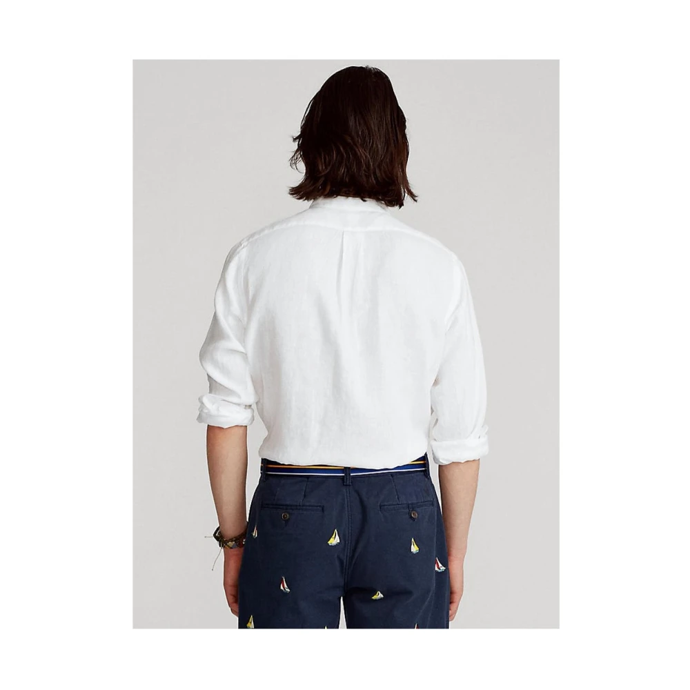 Ralph Lauren Wit Linnen Overhemd met Knoopsluiting White Heren