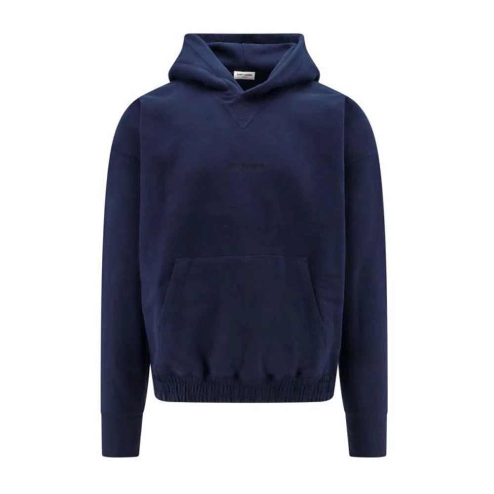 Saint Laurent Blauwe Katoenen Fleece Sweatshirt Aw24 Blue Heren