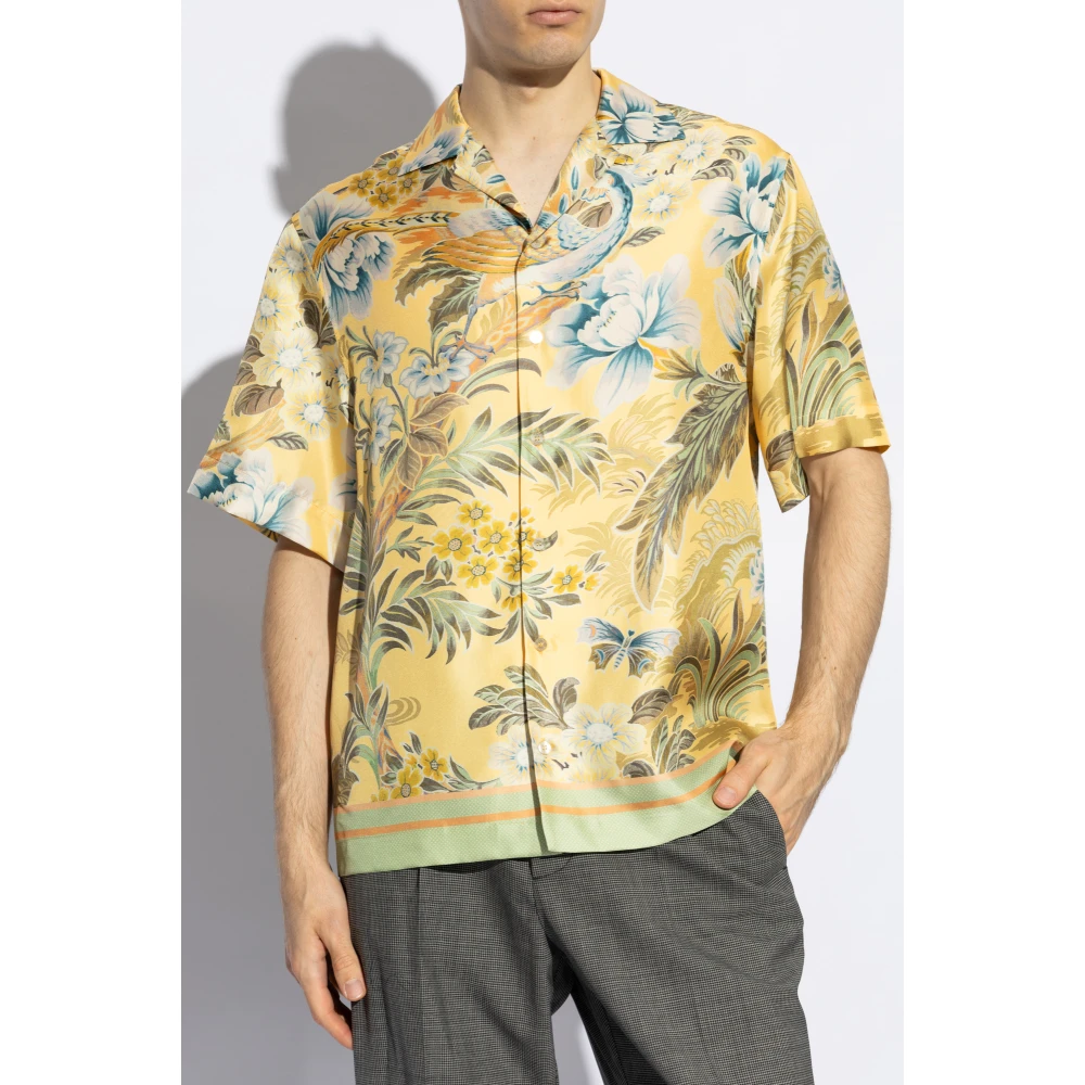 ETRO Zijden overhemd Yellow Heren