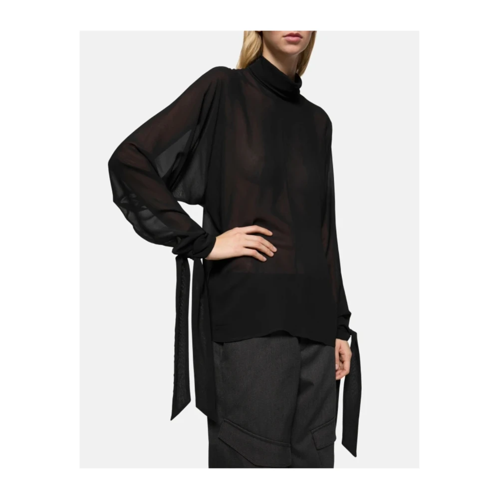 Dondup Creponne Regular Shirt met Raglanmouwen Black Dames