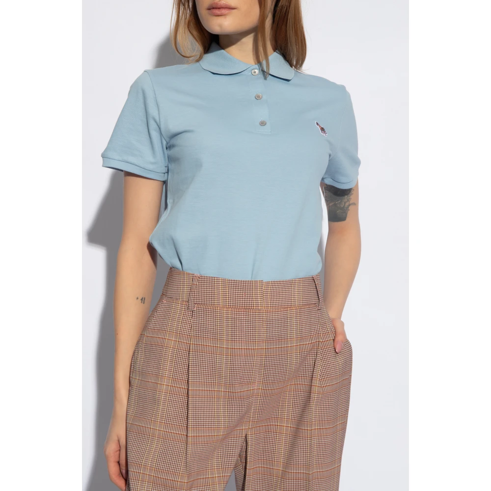PS By Paul Smith Polo shirt met logo patch Blue Dames