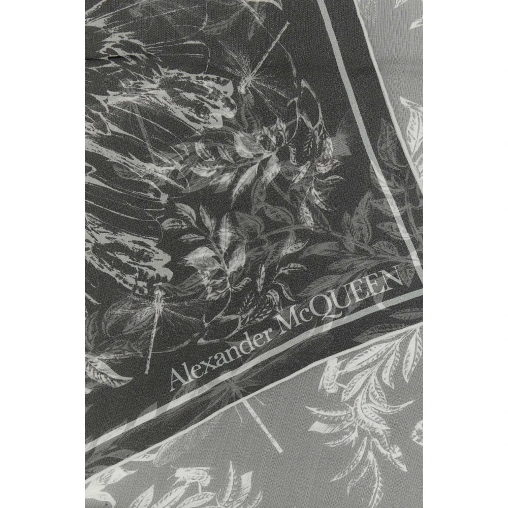 alexander mcqueen Zijden Bedrukte Foulard Sjaal Black Dames
