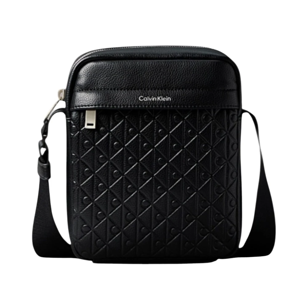 Calvin Klein Men's Black Cross Body Messenger, One Size, Emblem Emboss Reporter