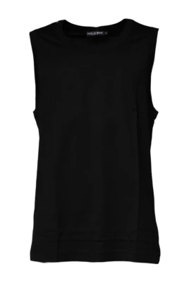 Svart Ärmlös Rund Hals T-shirt
