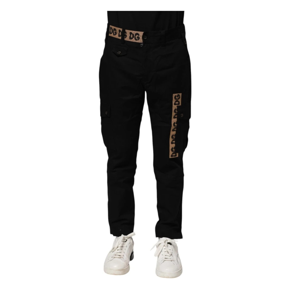 Dolce & Gabbana Men's Black Slim-Fit Trousers, Xs, Cargo Casual Trousers