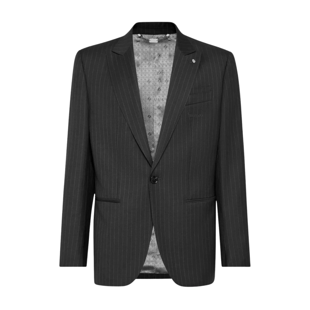 Billionaire Herr Svart Kostymer M, Enkelknäppt Kavaj