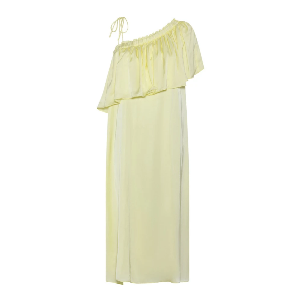 Bruuns Bazaar Off-Shoulder Gele Jurk met Ruchedetail Yellow Dames